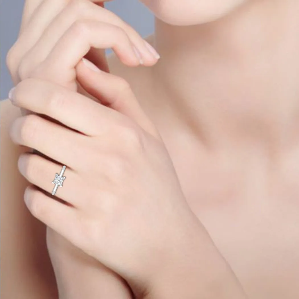 0.30 cts Princess Cut Solitaire Platinum Ring JL PT RS PR 129