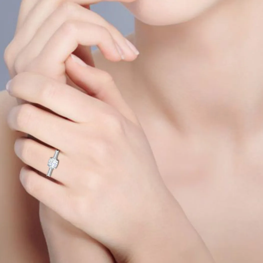 0.50 cts Solitaire Diamond Shank Platinum Ring for Women JL PT RV RD 110