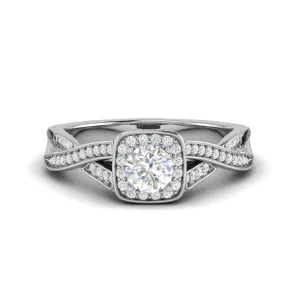 0.50 cts Solitaire Halo Diamond with Twisted Shank Platinum Ring JL PT RH RD 276