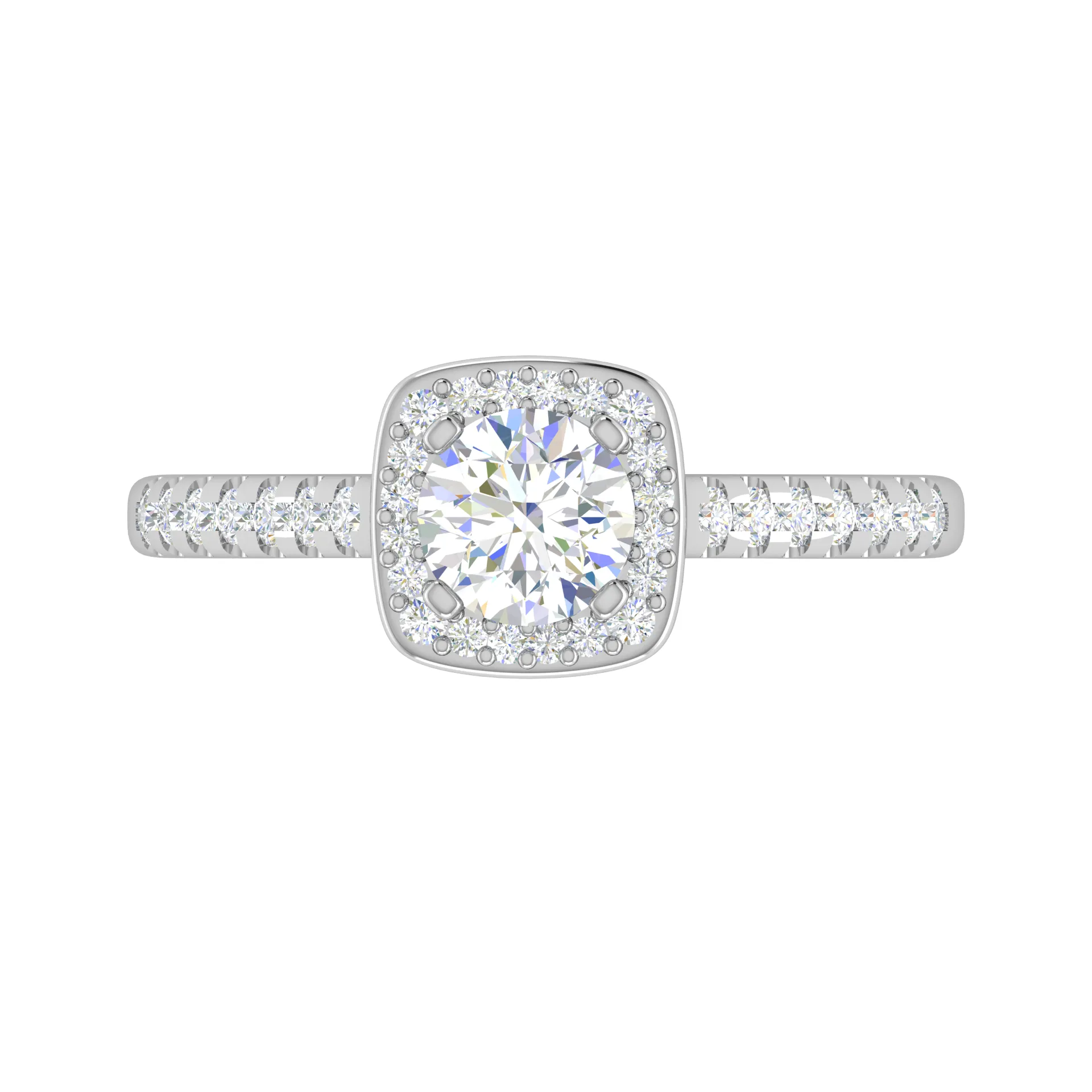 0.50 cts Solitaire Square Halo Diamond Shank Platinum Ring JL PT RH RD 176