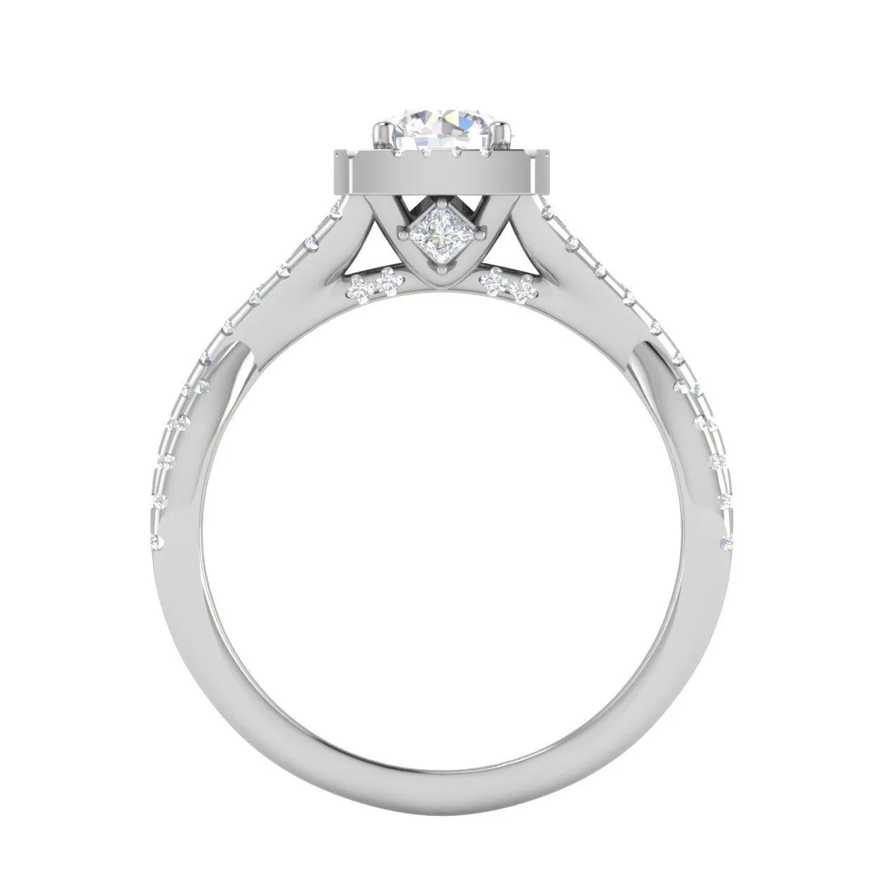 0.50 cts Solitaire Square Halo Diamond Twisted Shank Platinum Ring JL PT RH RD 261