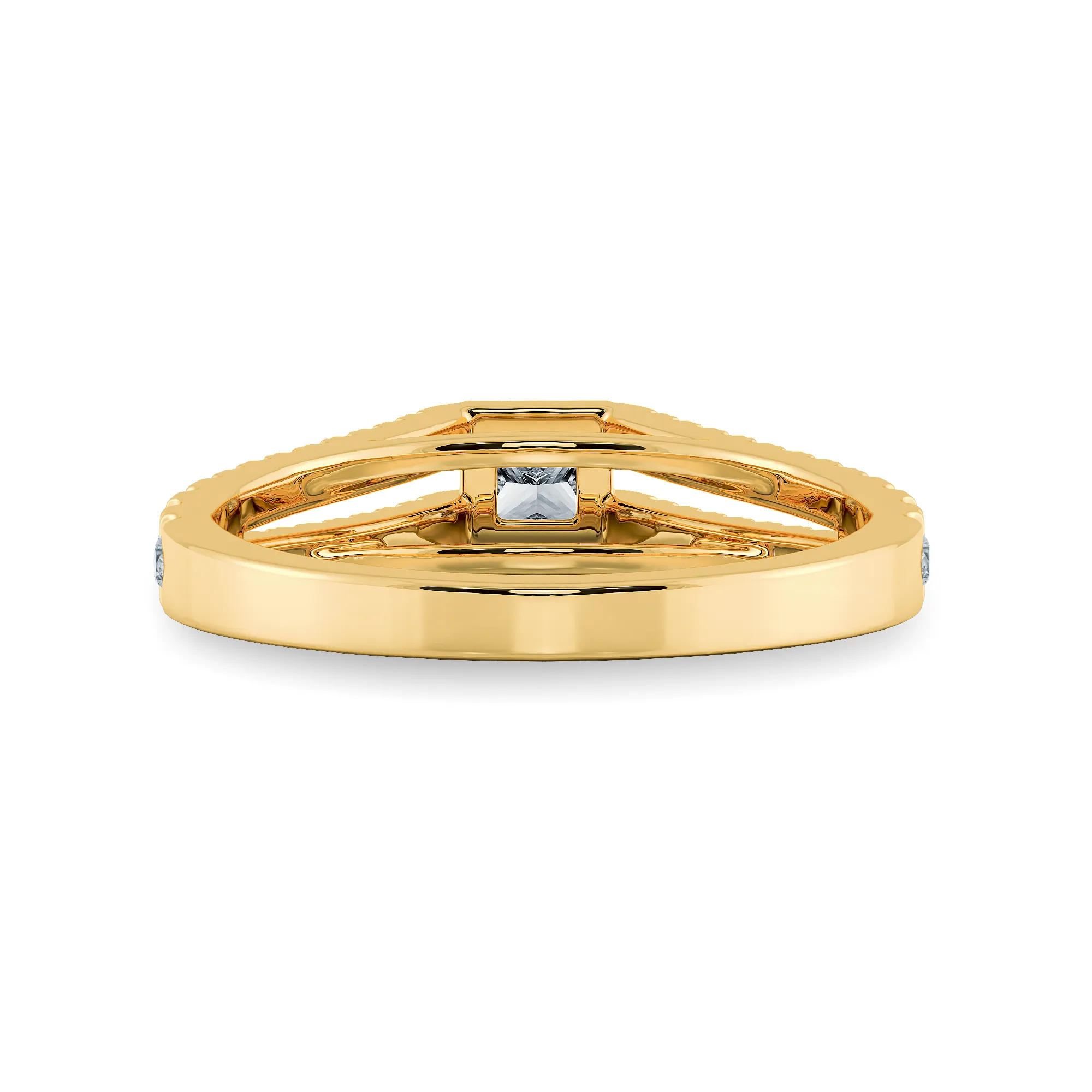 0.50cts. Princess Cut Solitaire Diamond Split Shank 18K Yellow Gold Ring JL AU 1178Y-B