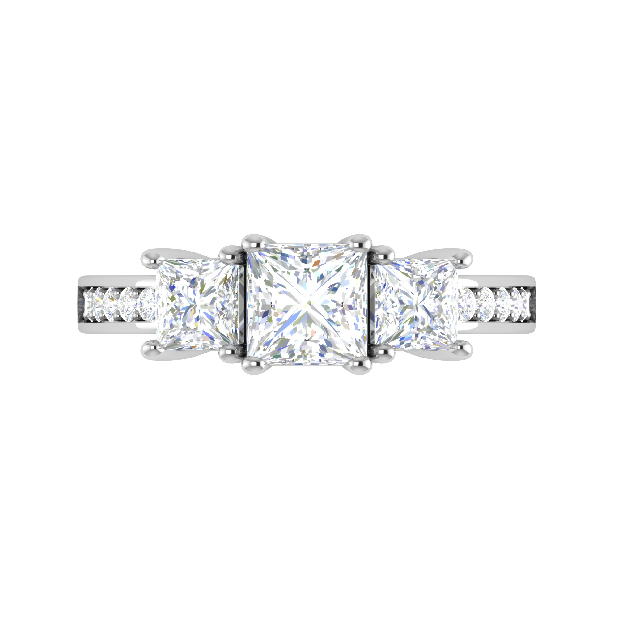 0.70 cts. Princess Cut Solitaire Platinum Shank Diamond Ring JL PT R3 PR 132