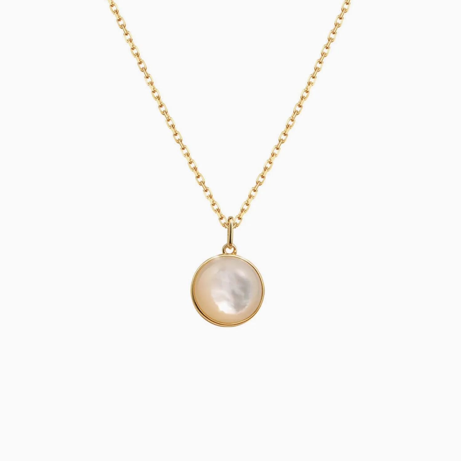 12mm Convex Round Mother of Pearl Pendant Necklace