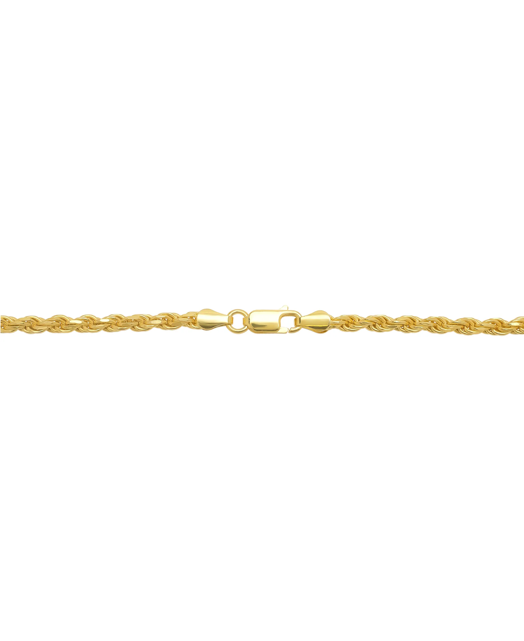 14K Gold Over Sterling Silver DC ROPE Necklace 20", 3.1mm