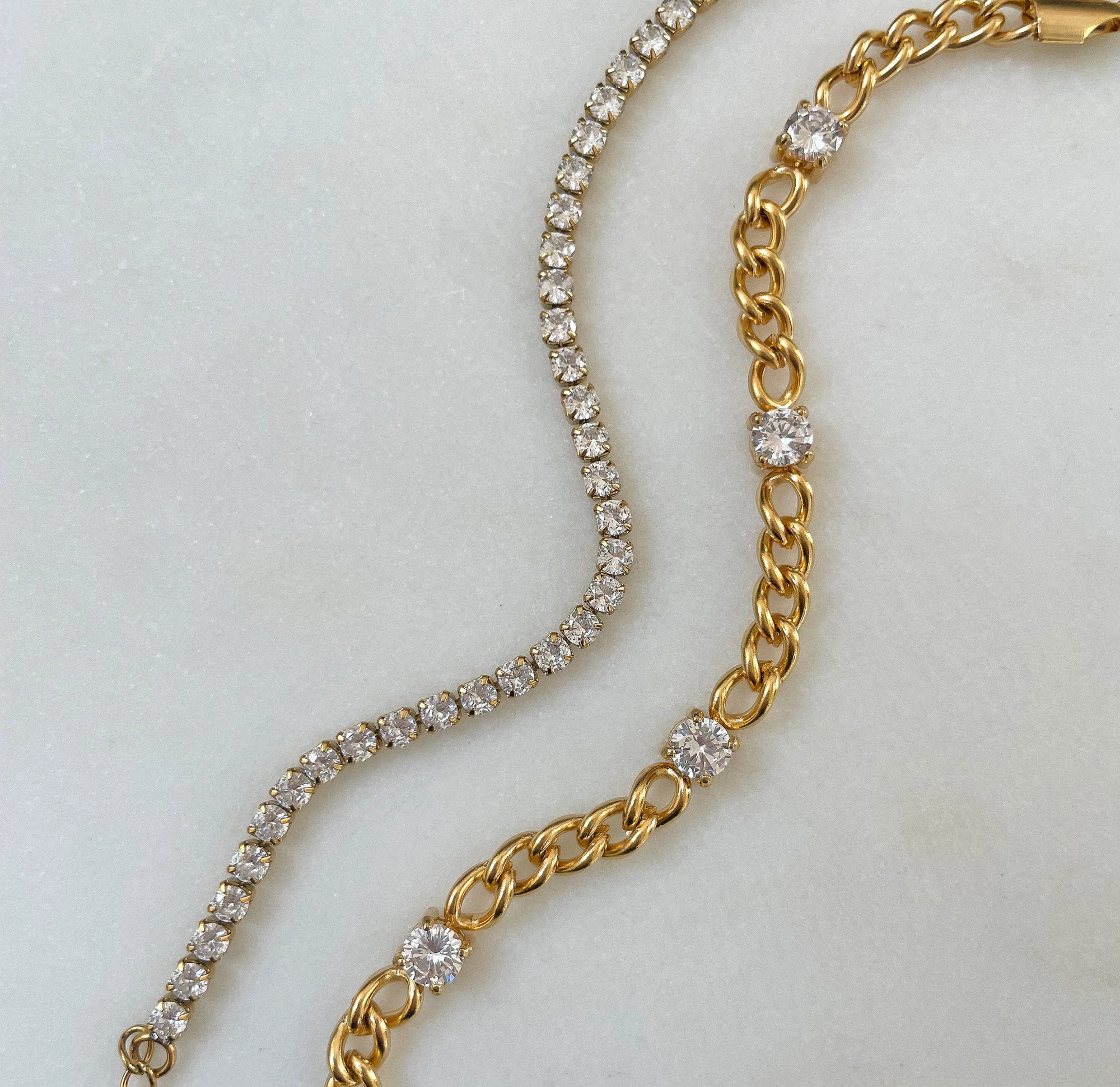 CRU CZ DIAMOND GOLD CHAIN BRACELET