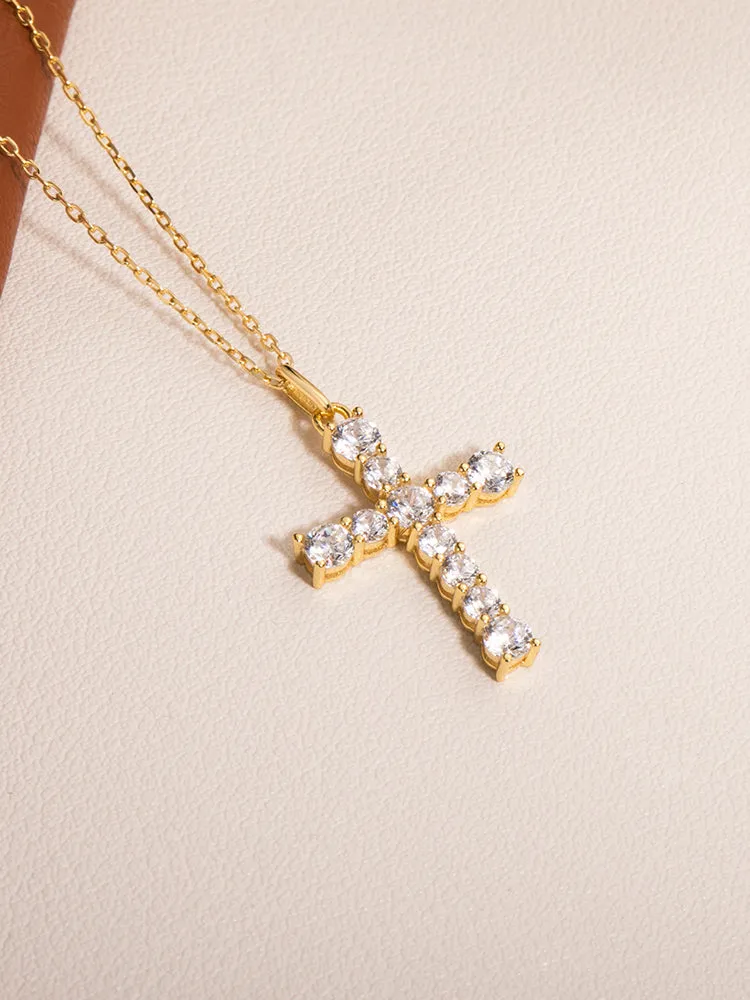 Full Diamond Cross Pendant Necklace