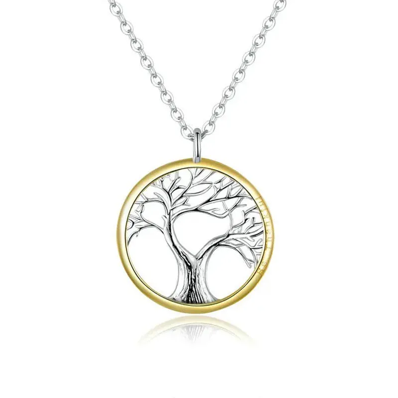 Tree of Life Pendant Necklace for Women Sterling Silver 925 Family Chain Necklaces Luxury Bijoux Collar Gifts